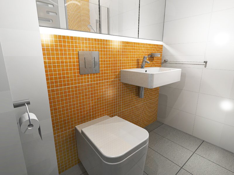 Projekt łazienki z żółtymi kafelkami
